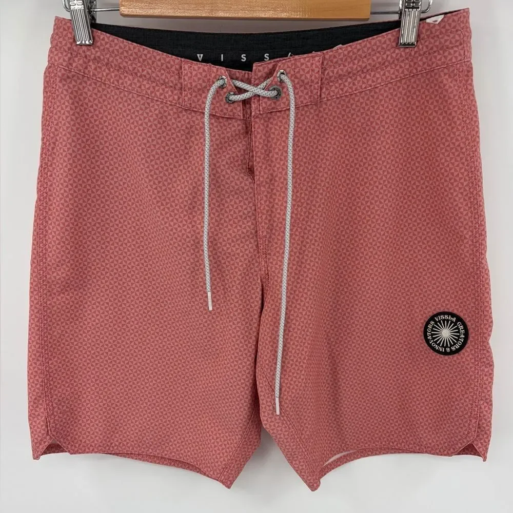 Vissla solid sets 17.5 ecolastic unlined board short pink mens 30 swim vacation